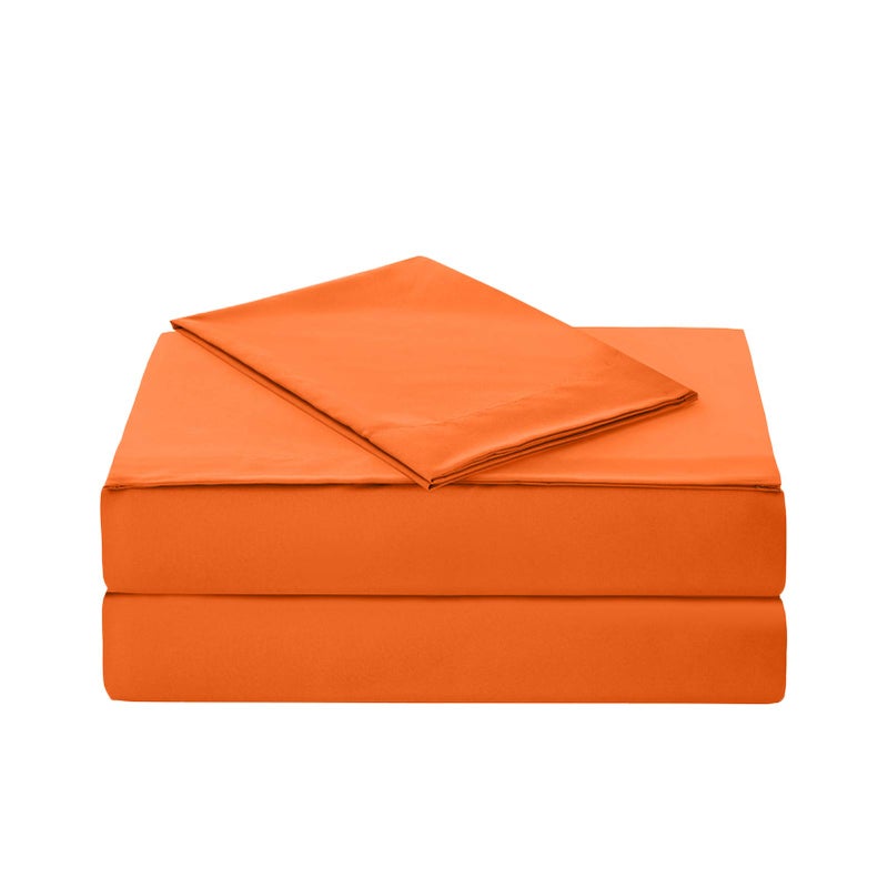 ARTALL Soft Microfiber Bed Sheet Set 4-Piece with Deep Pocket Bedding - Queen, Orange - Image 2